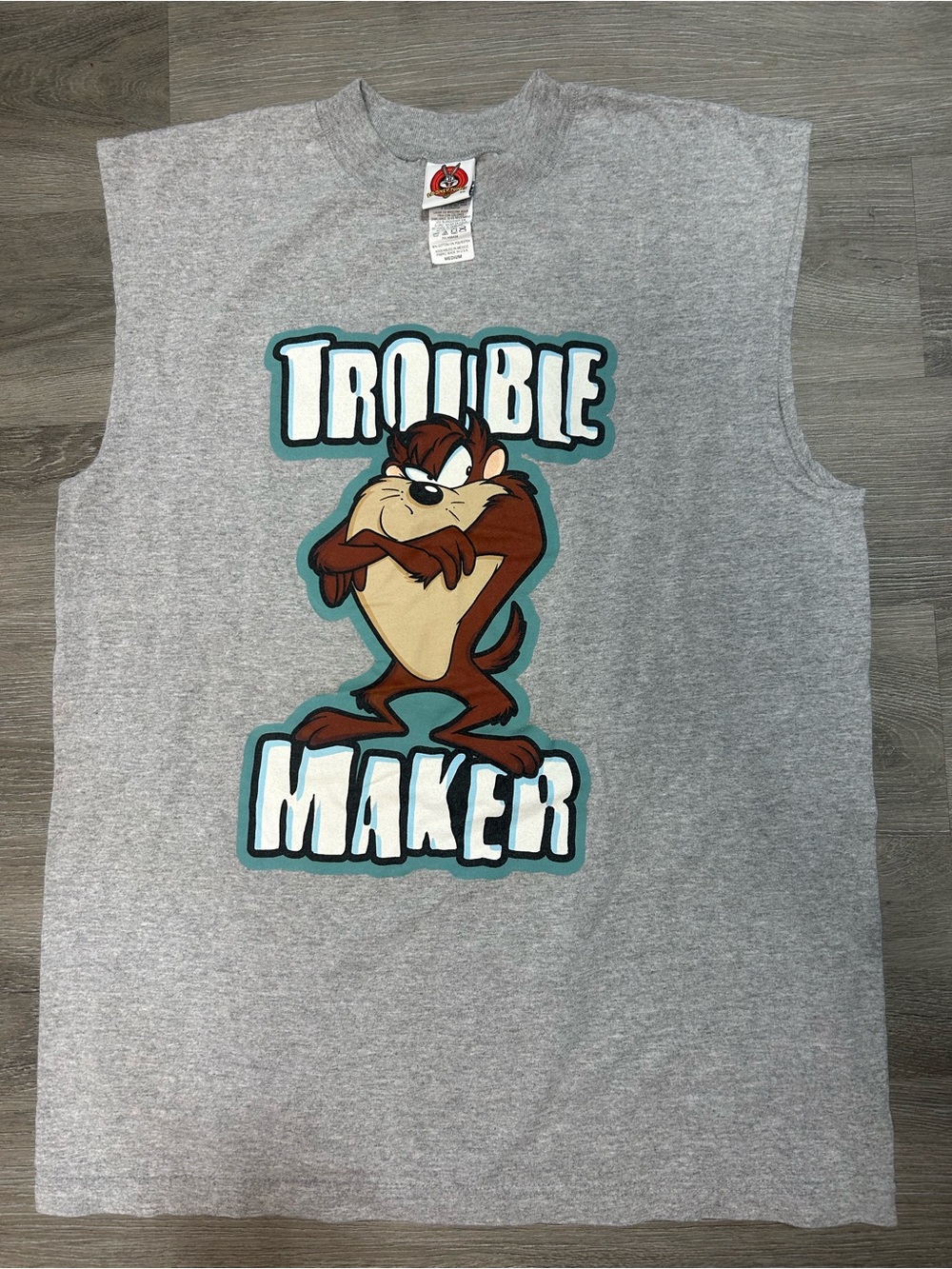 Vintage Looney Tunes Tasmanian Devil Tank Top Medium Trouble Maker